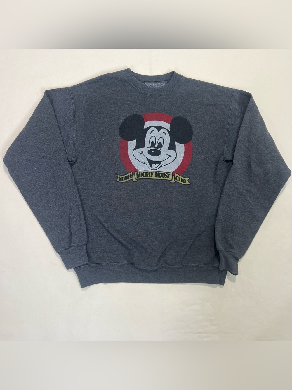 Vintage Disneyland Hanes Charcoal Gray Mickey Mouse Crewneck Sweatshirt